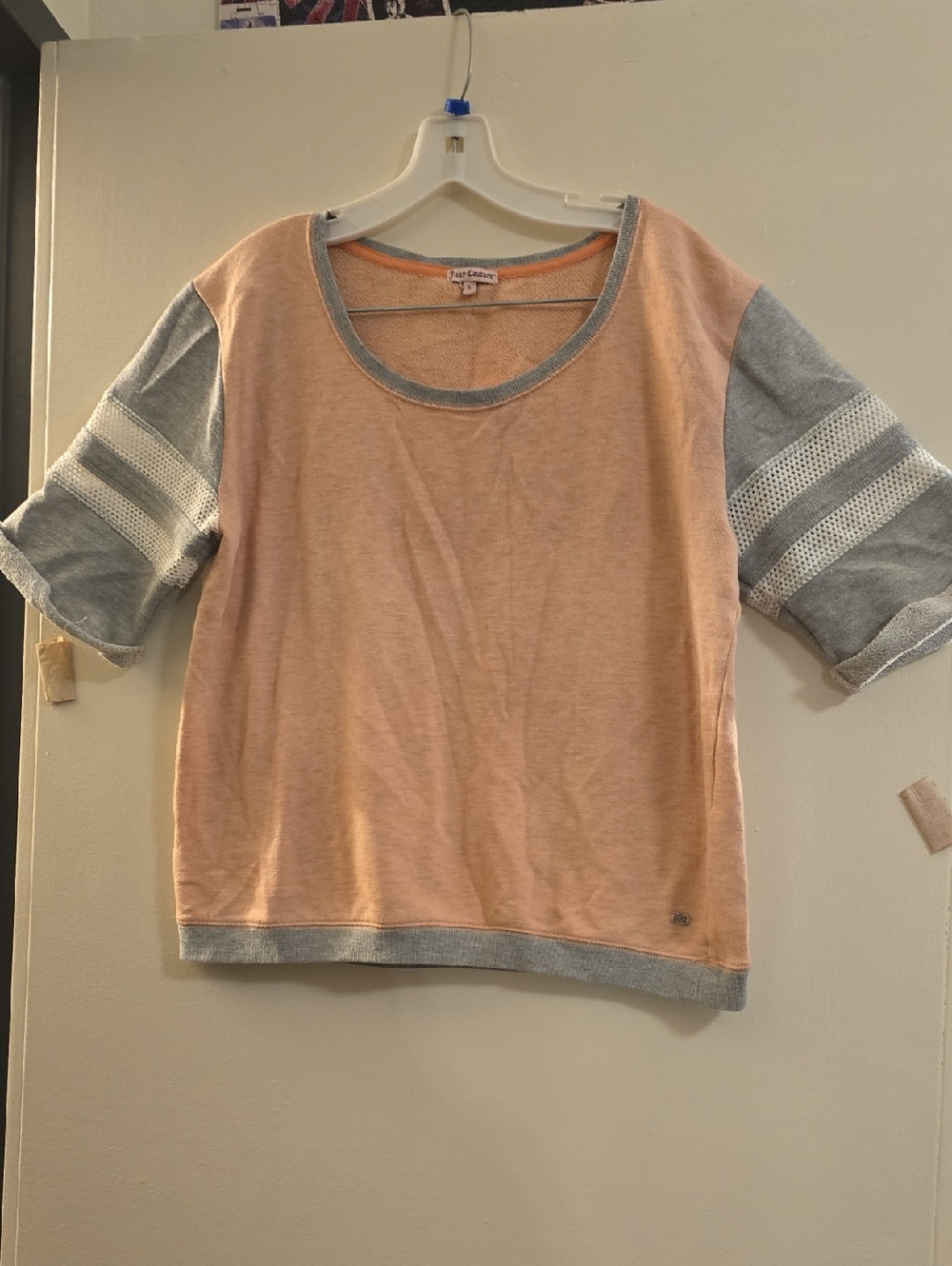 Juicy Couture Peach & Gray  Short Sleeve Sweatshirt